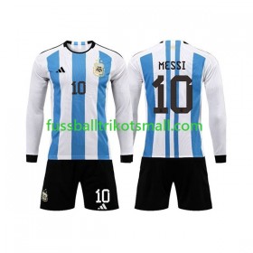 Fußballtrikots Argentinien 3 Stars Lionel Messi 10 Kinder FIFA WM 2022 Langarm Heimtrikotsatz kaufen